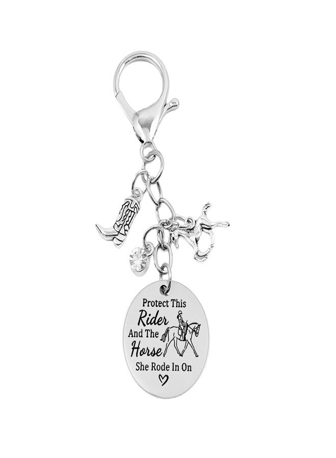 Dorla Cool Protect This Rider and The Horse She Rode in On Saddle Charm Horse Lover Gifts for Women Girl Equestrian Riders Lovers Trainer Stuff Keychain Charms for Birthday Christmas - Image 2